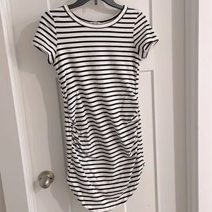 Heart & Hips Black and White Striped Short Sleeve Dress